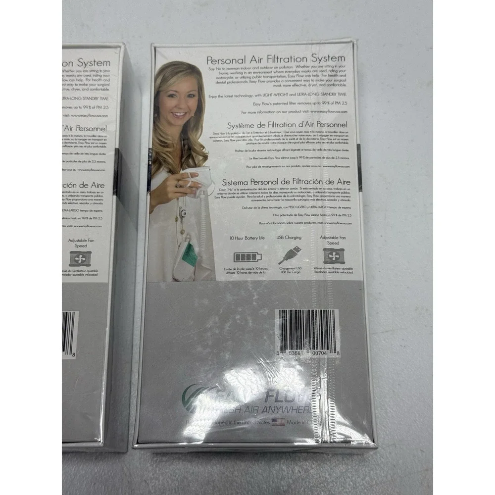 2 New EASY FLOW Personal Air Filtration‎ System Pink / white Sealed Box Fresh